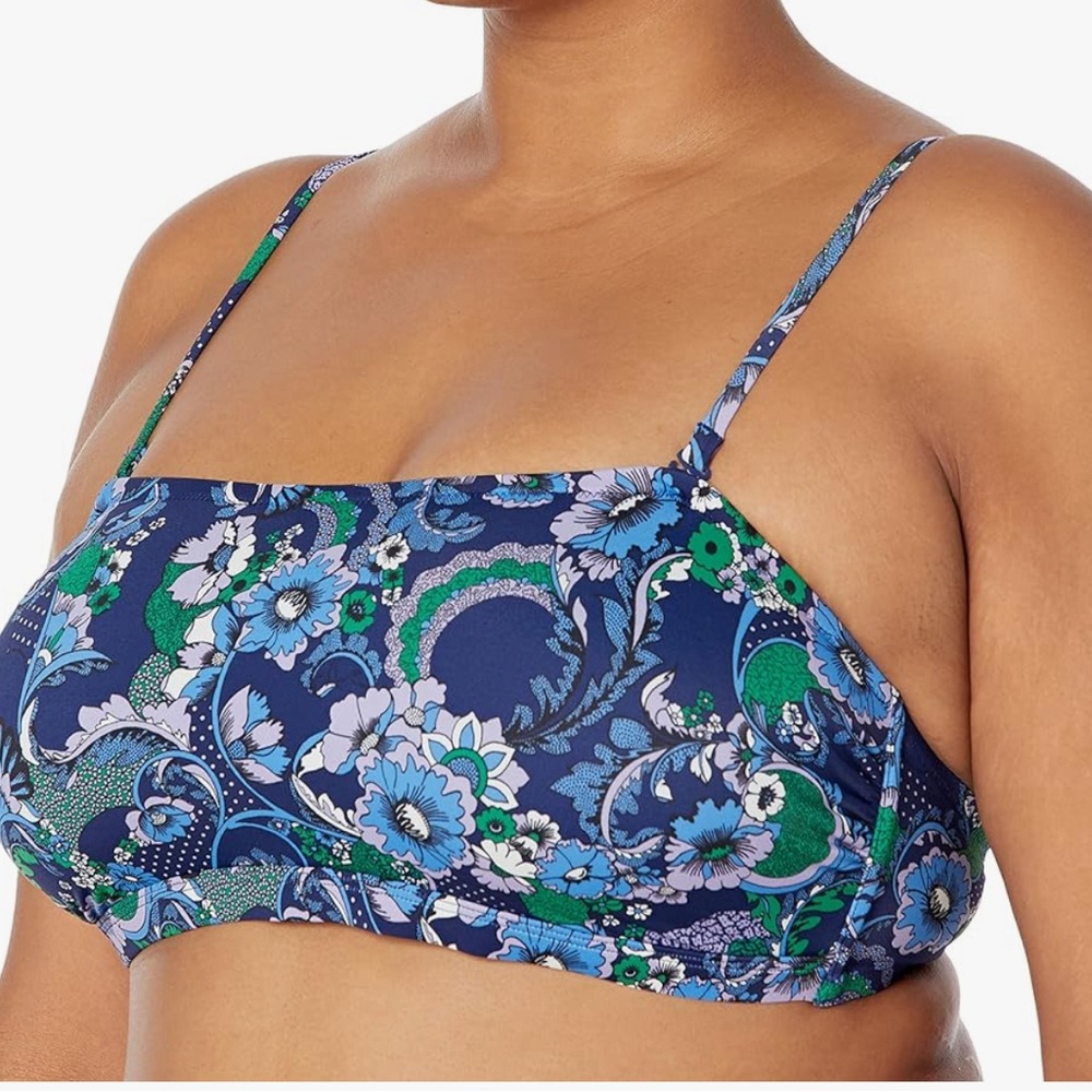 NWT Floral Bandeau Swim Top Bikini Top Adjustable & removable straps & padding